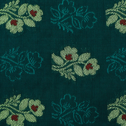 Rama Green Color Katan Meena Booti Brocade Fabric