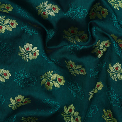 Rama Green Color Katan Meena Booti Brocade Fabric