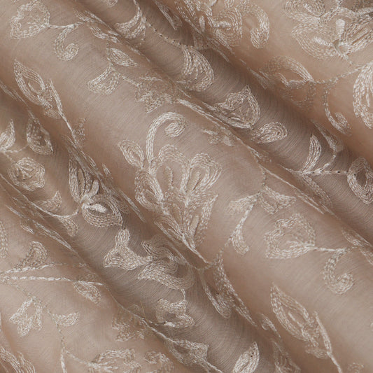 Colored Color Chanderi Embroidery Fabric