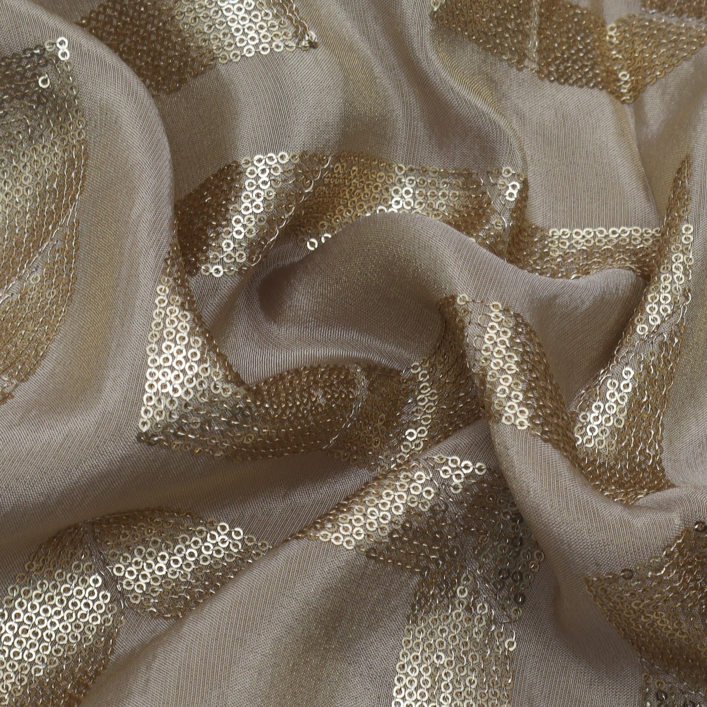 Beige Color Tissue Embroidery Fabric