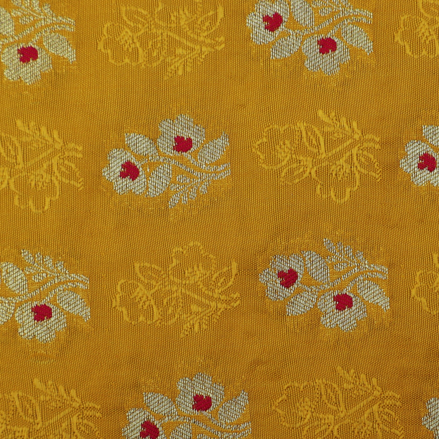 Yellow Color Katan Meena Booti Brocade Fabric