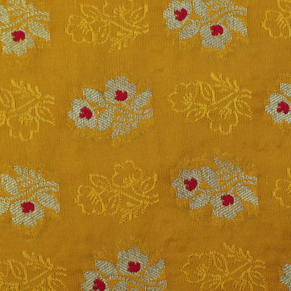 Yellow Color Katan Meena Booti Brocade Fabric