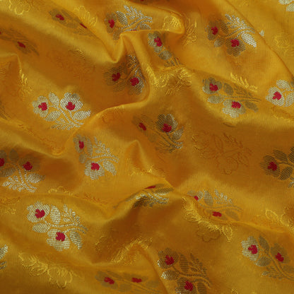 Yellow Color Katan Meena Booti Brocade Fabric