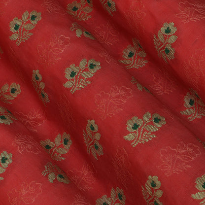 Orange Color Katan Meena Booti Brocade Fabric