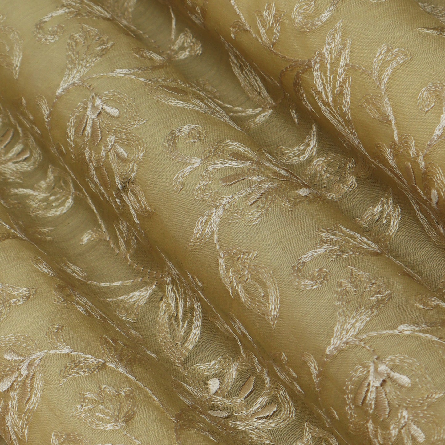 Colored Color Chanderi Embroidery Fabric