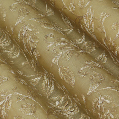 Colored Color Chanderi Embroidery Fabric