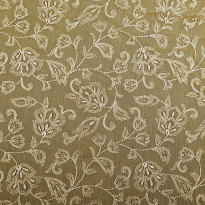 Colored Color Chanderi Embroidery Fabric