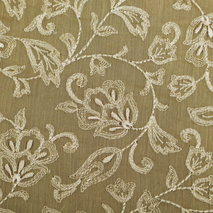 Colored Color Chanderi Embroidery Fabric