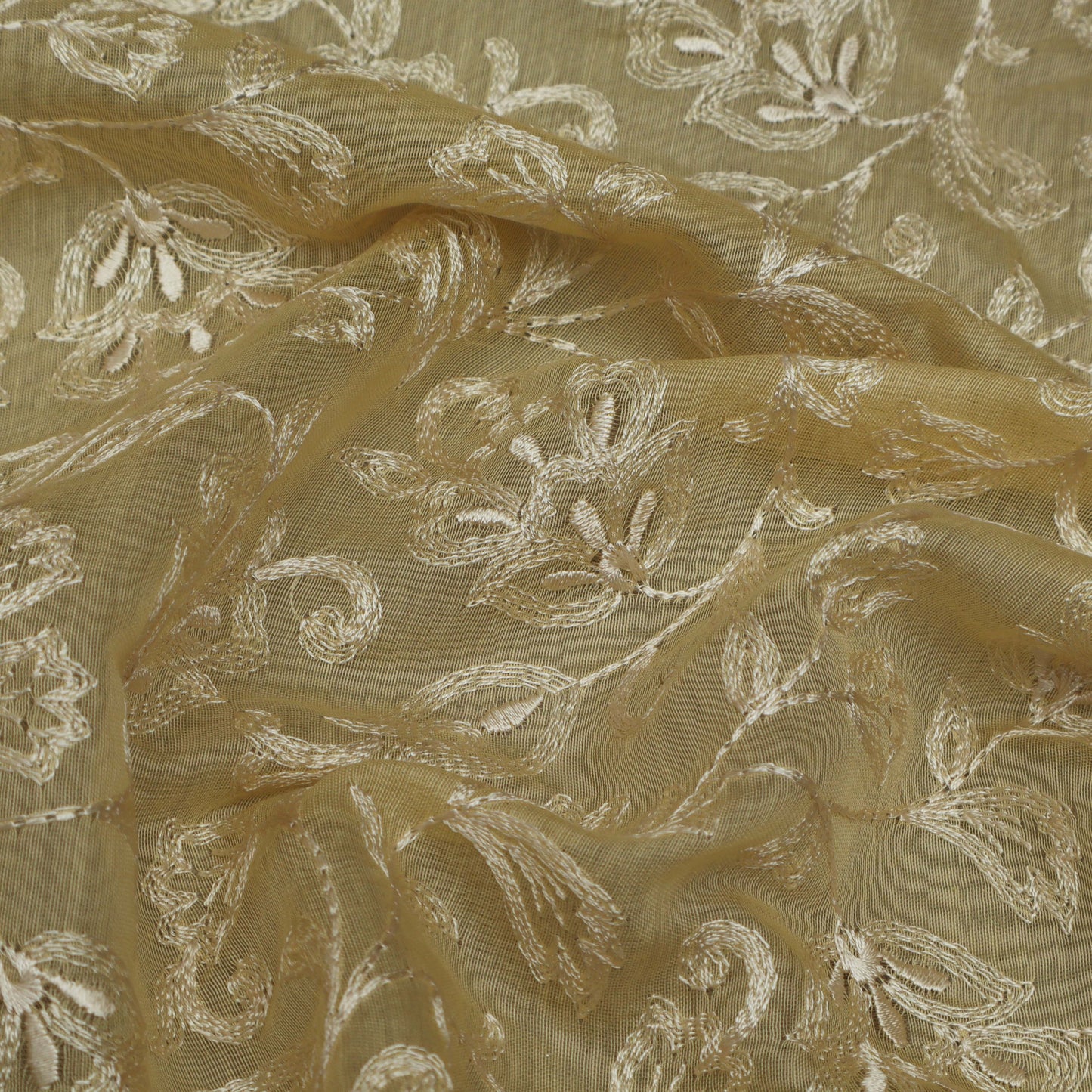 Colored Color Chanderi Embroidery Fabric