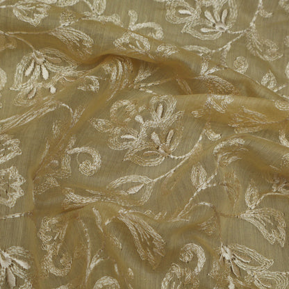 Colored Color Chanderi Embroidery Fabric