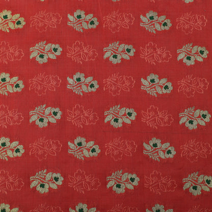 Orange Color Katan Meena Booti Brocade Fabric