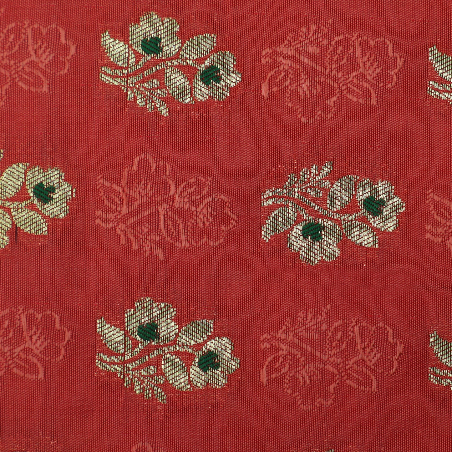 Orange Color Katan Meena Booti Brocade Fabric