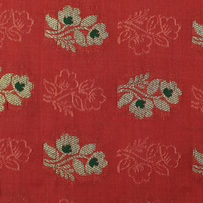 Orange Color Katan Meena Booti Brocade Fabric