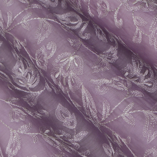 Colored Color Chanderi Embroidery Fabric