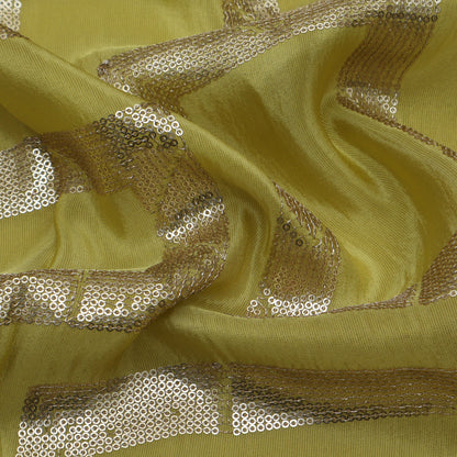 Yellow Color Tissue Embroidery Fabric