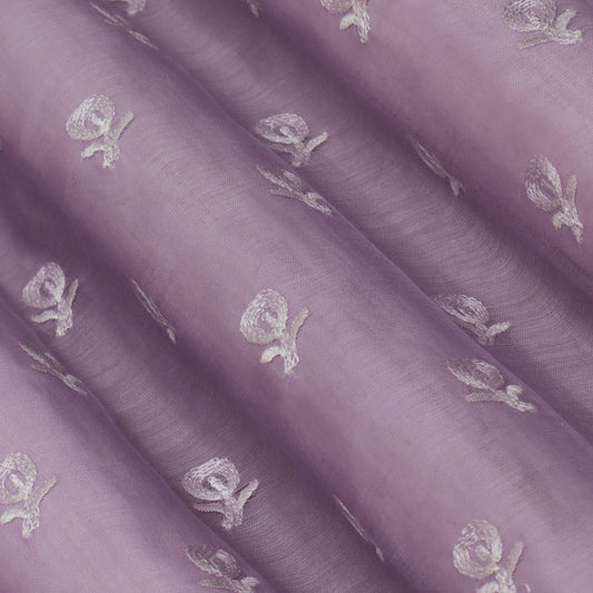 Colored Color Chanderi Embroidery Fabric