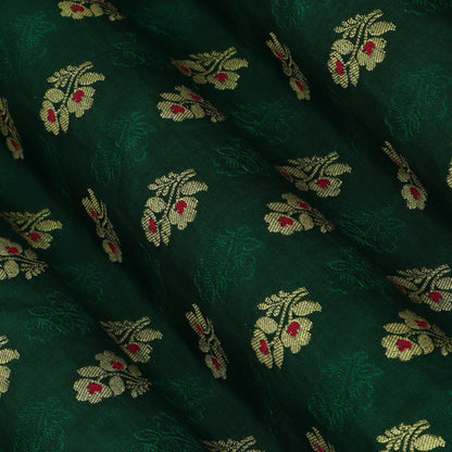 Bottle Green Color Katan Meena Booti Brocade Fabric