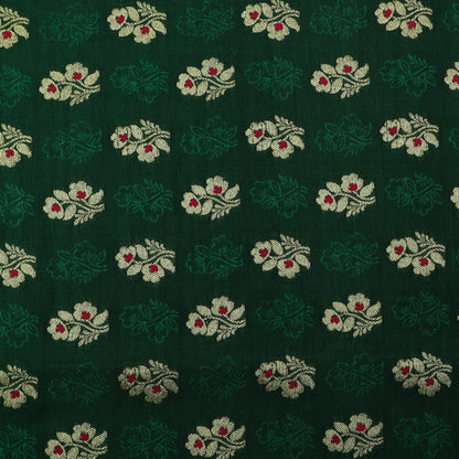 Bottle Green Color Katan Meena Booti Brocade Fabric