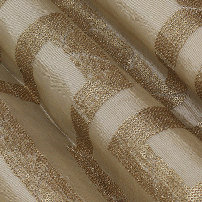 Beige Color Tissue Embroidery Fabric