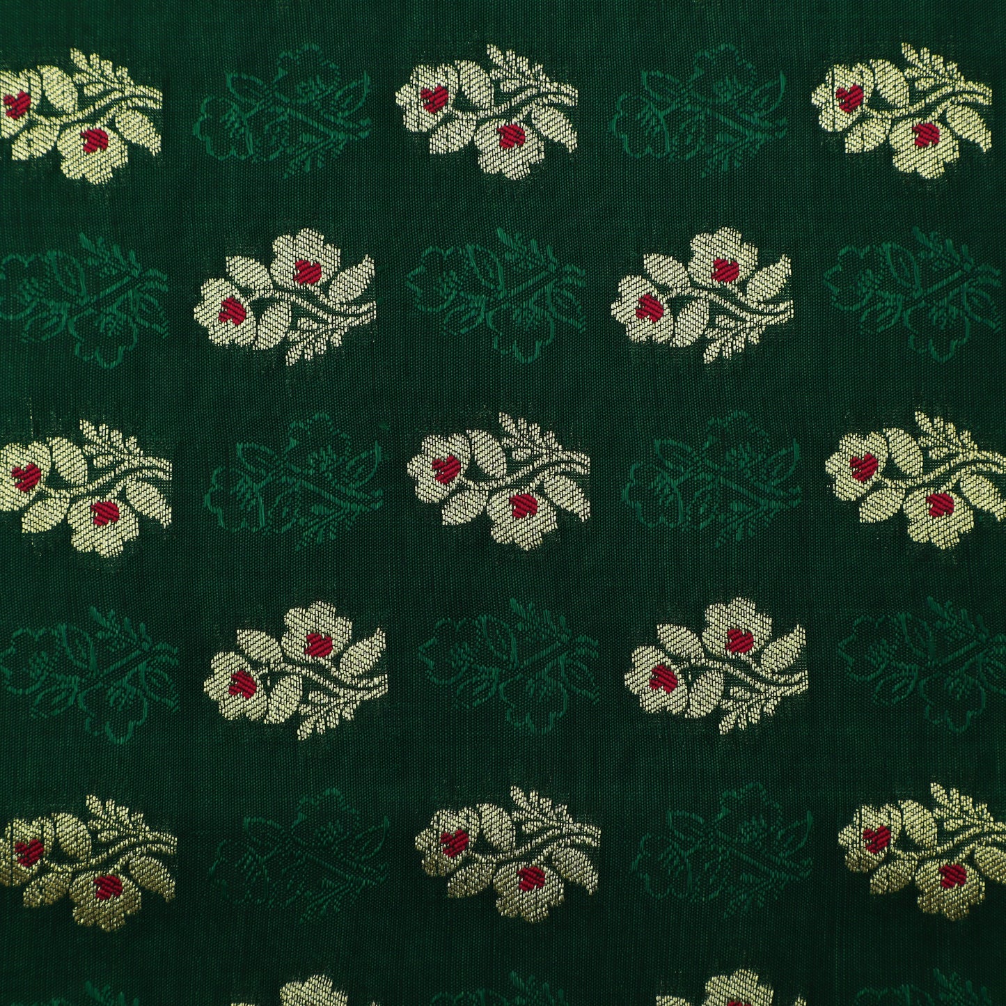 Bottle Green Color Katan Meena Booti Brocade Fabric