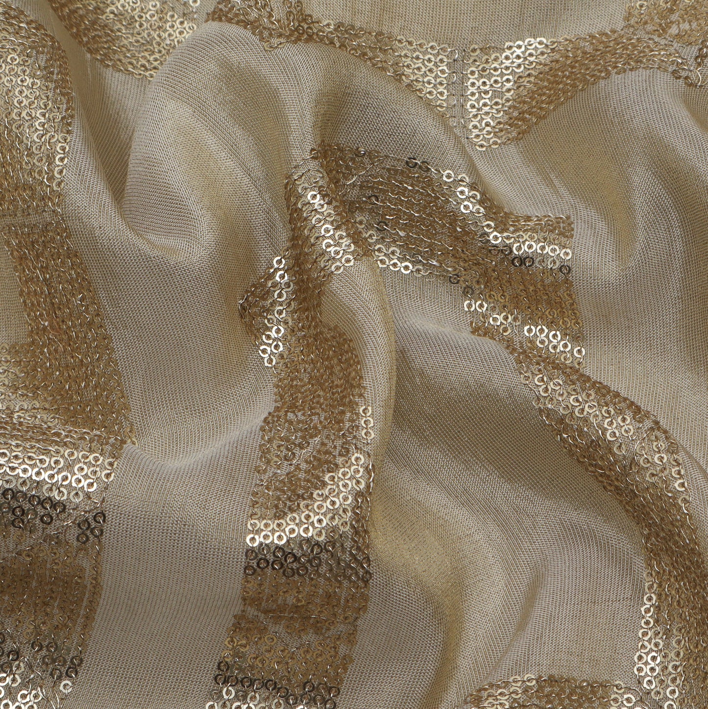 Beige Color Tissue Embroidery Fabric