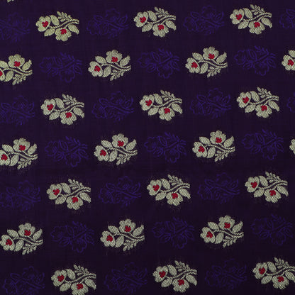 Purple Color Katan Meena Booti Brocade Fabric