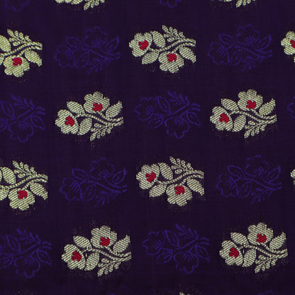 Purple Color Katan Meena Booti Brocade Fabric