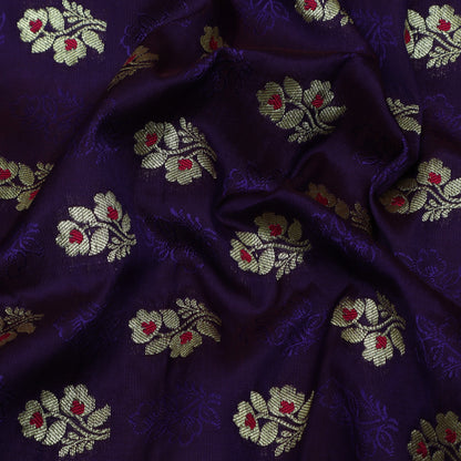Purple Color Katan Meena Booti Brocade Fabric
