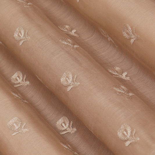 Colored Color Chanderi Embroidery Fabric