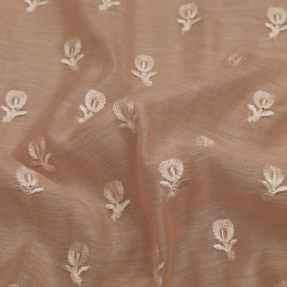 Colored Color Chanderi Embroidery Fabric
