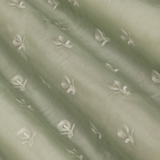 Colored Color Chanderi Embroidery Fabric