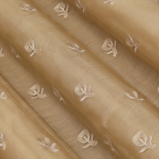Colored Color Chanderi Embroidery Fabric