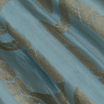 Sky Blue Color Tissue Embroidery Fabric