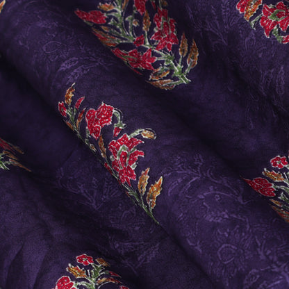 Purple Color Modal Satin print Fabric