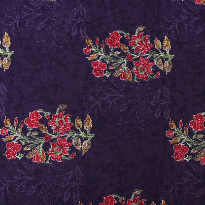 Purple Color Modal Satin print Fabric