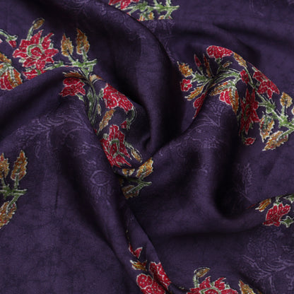 Purple Color Modal Satin print Fabric