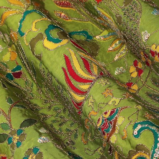 Crepe Position Print Embroidery Fabric