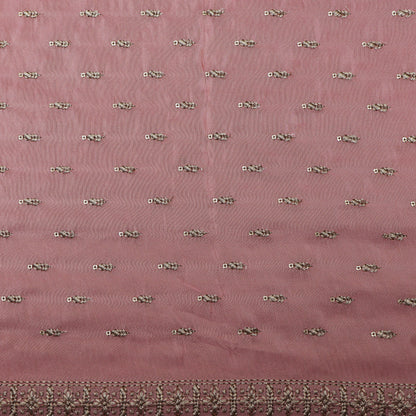 Gajri Color Tissue Booti Embroidery Fabric