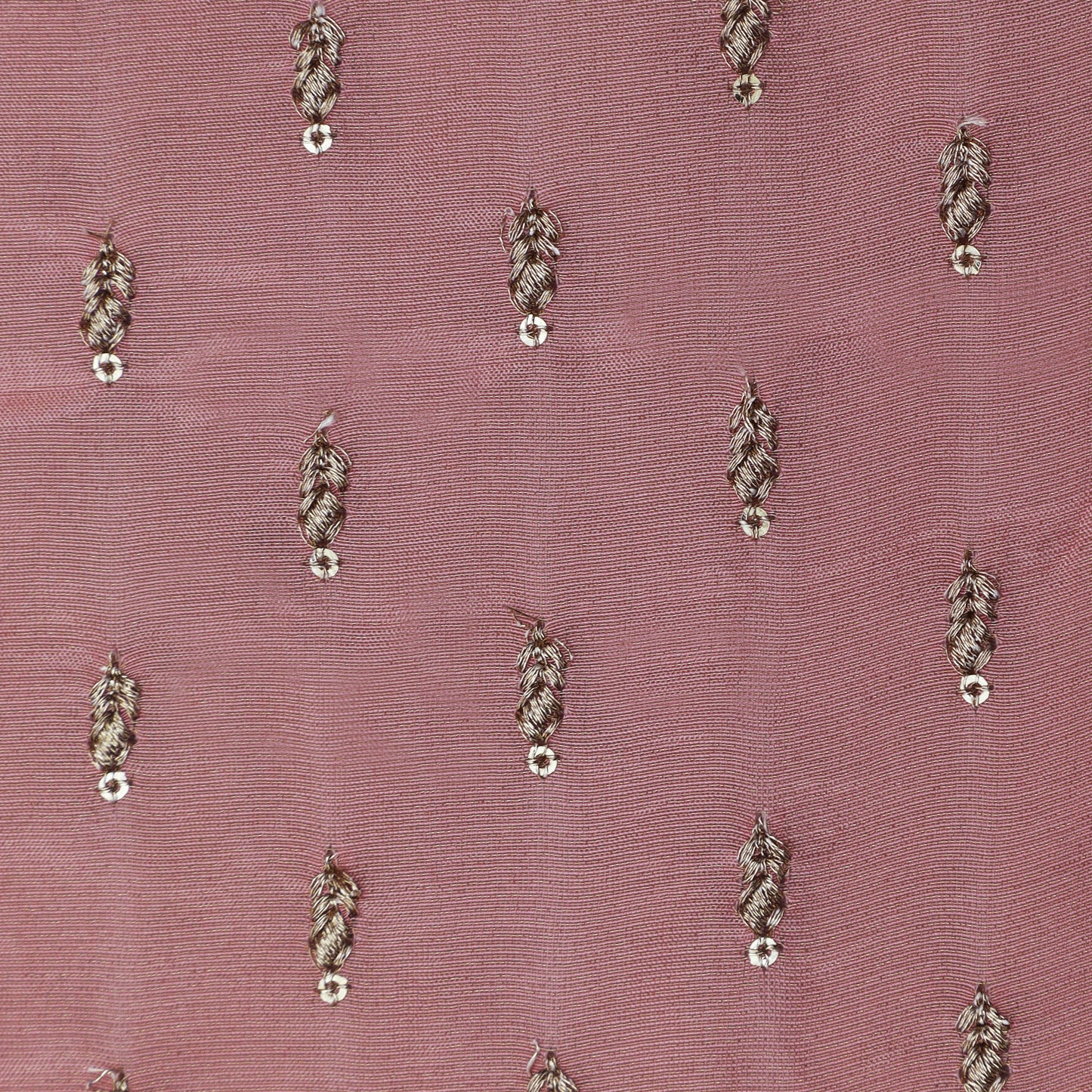 Gajri Color Tissue Booti Embroidery Fabric