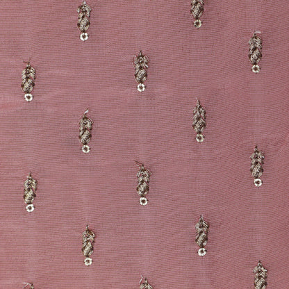 Gajri Color Tissue Booti Embroidery Fabric