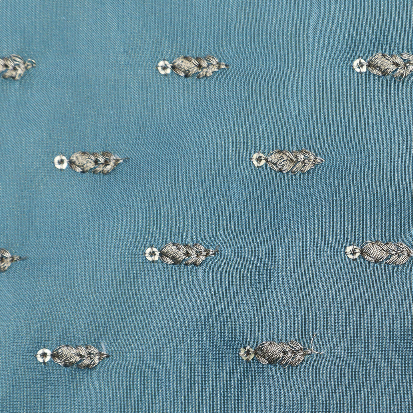 Sky Blue Color Tissue Booti Embroidery Fabric