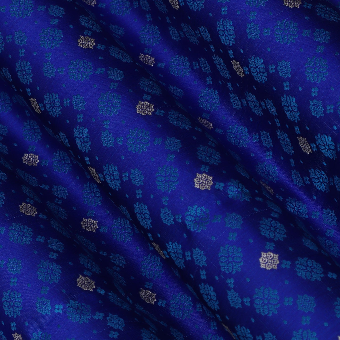 Royal Blue Color Tanchui Brocade Fabric