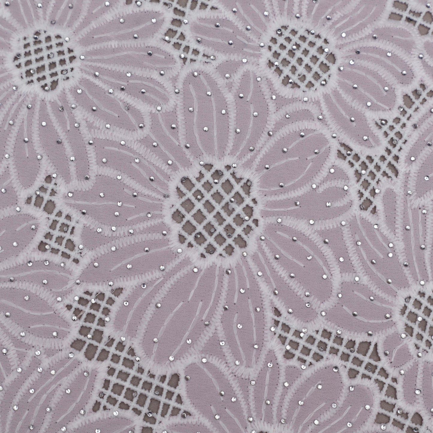 Pink Color Crepe Chikan Embroidery Fabric