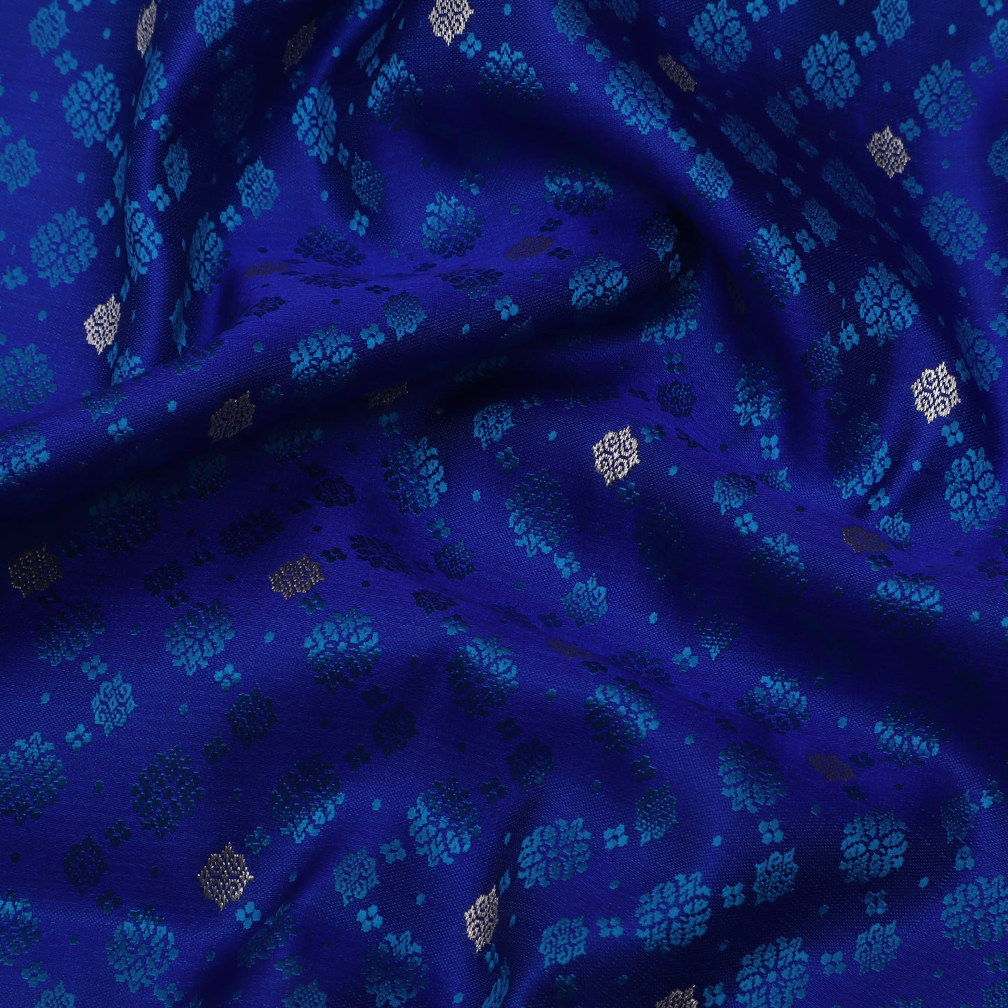 Royal Blue Color Tanchui Brocade Fabric