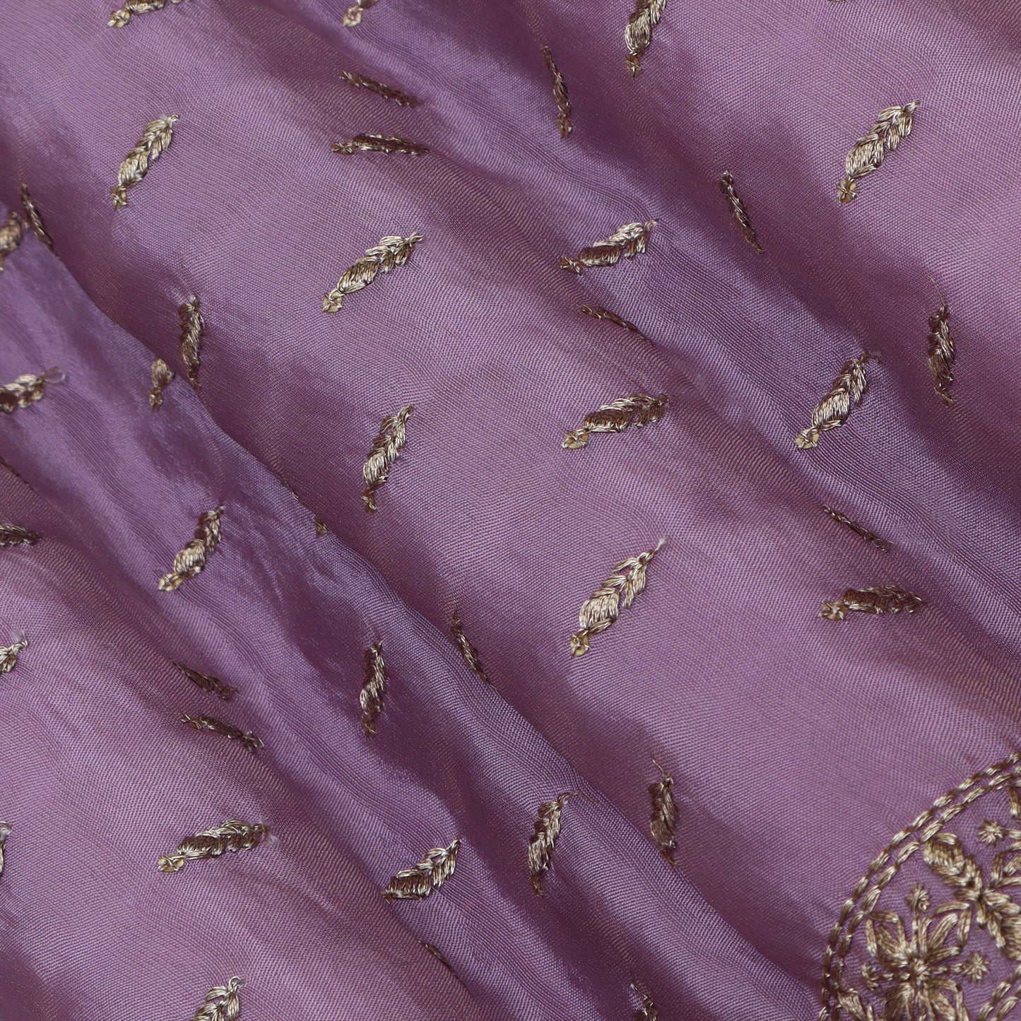 Lavender Color Tissue Booti Embroidery Fabric