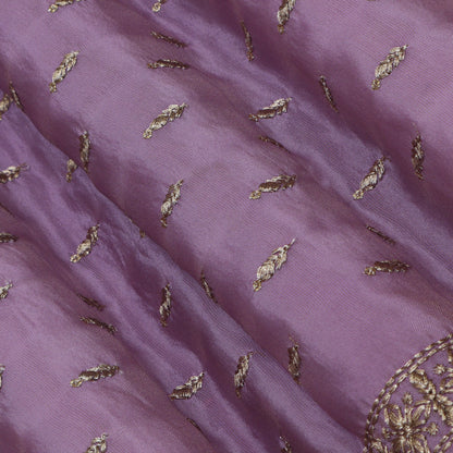 Lavender Color Tissue Booti Embroidery Fabric