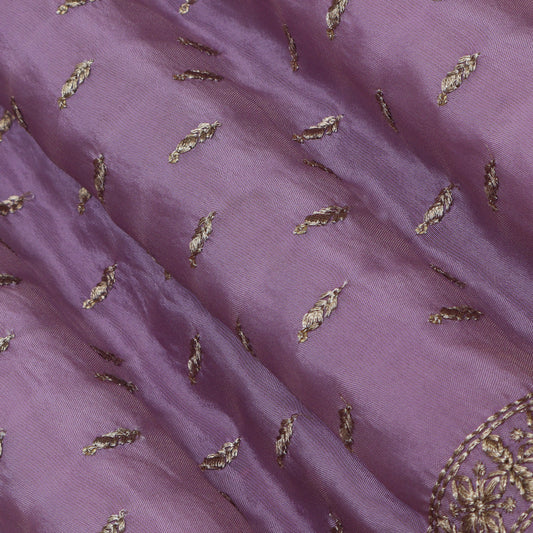 Lavender Color Tissue Booti Embroidery Fabric