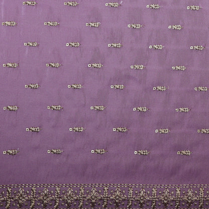 Lavender Color Tissue Booti Embroidery Fabric