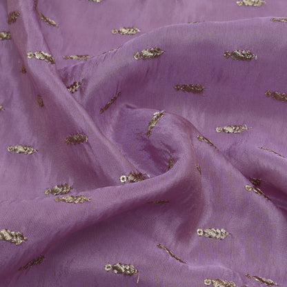Lavender Color Tissue Booti Embroidery Fabric