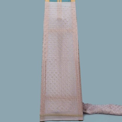 Mute Pink Color Tissue Booti Embroidery Fabric